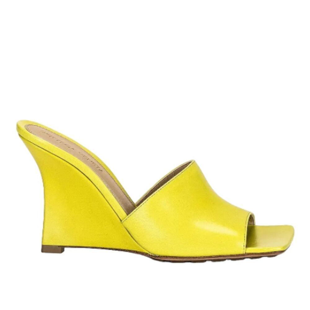 BOTTEGA VENETA Stretch Mule Wedges Size IT 37.5 US 7.5 NEW Leather Square Toe